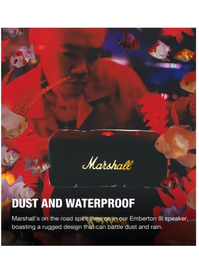 Marshal Emberton III Portable Bluetooth Speaker - Water Resistant Wireless Speaker Portable Speaker With 32+ Hours Of Playtime Black and Brass - Image 5